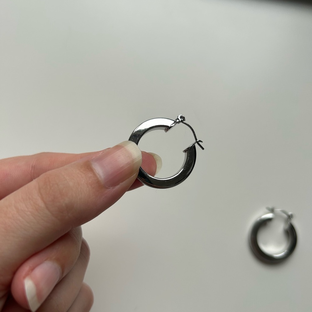 Small Thick Silver Hoops